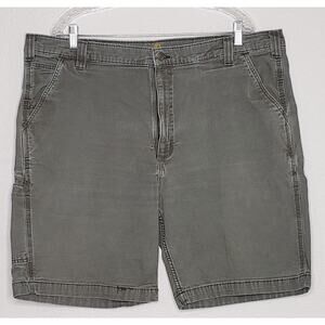Carhartt Mens Shorts 44 Green Relaxed Fit Flat Front 9” Inseam Canvas Shorts